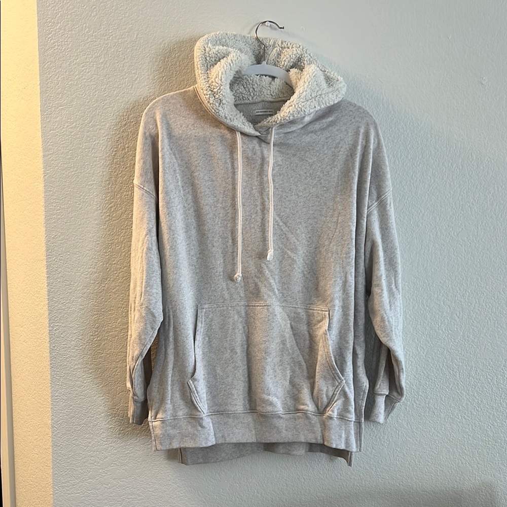 Gray Hoodie with Sherpa Lining in the Hood